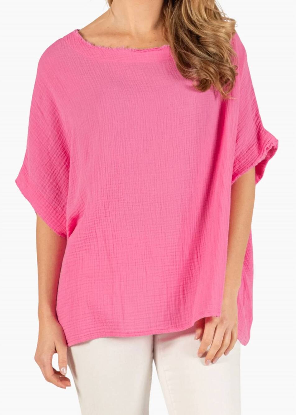 NEW BEFORE YOU soft-gauze poncho in pink
